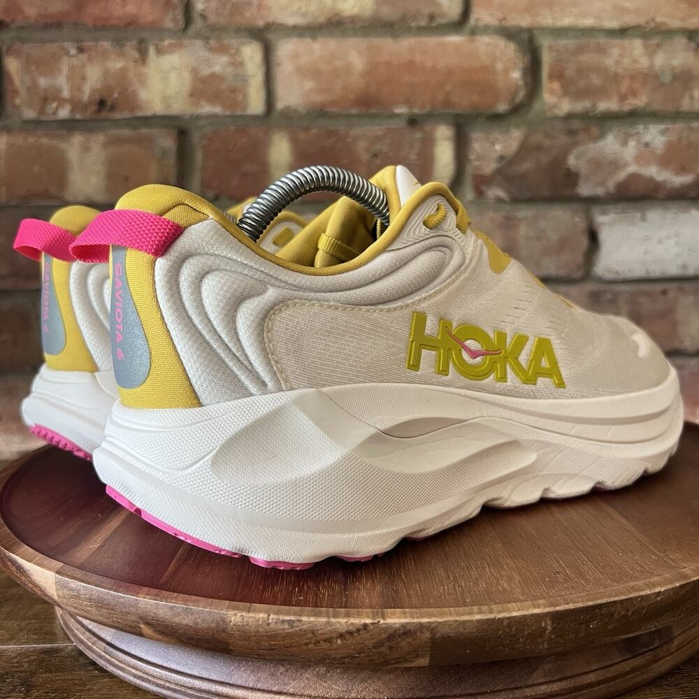 Hoka One One Gaviota 6 Womens 11 Cream Yellow Max Cushion Running Shoes Sneakers - Picture 10 of 16